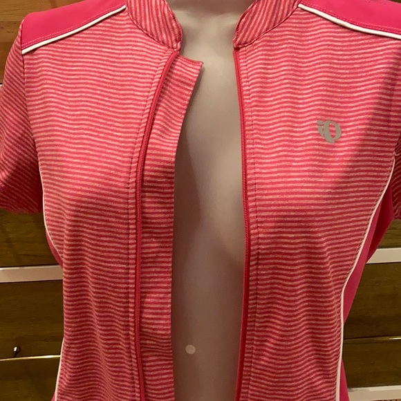 PEARL IZUMI SELECT full zip front Pink & White stripe and flower jersey Sz Small - Picture 13 of 16